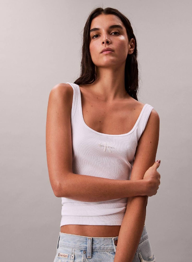 Calvin Klein Jeans Slim Ribbed Cotton Tank Top - Image 1