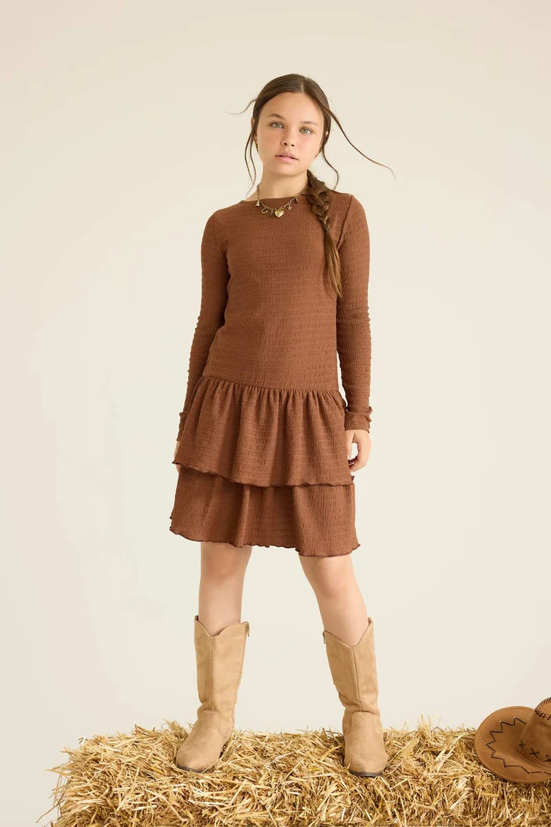 DeFacto Girl Crew Neck Long Sleeve Dress