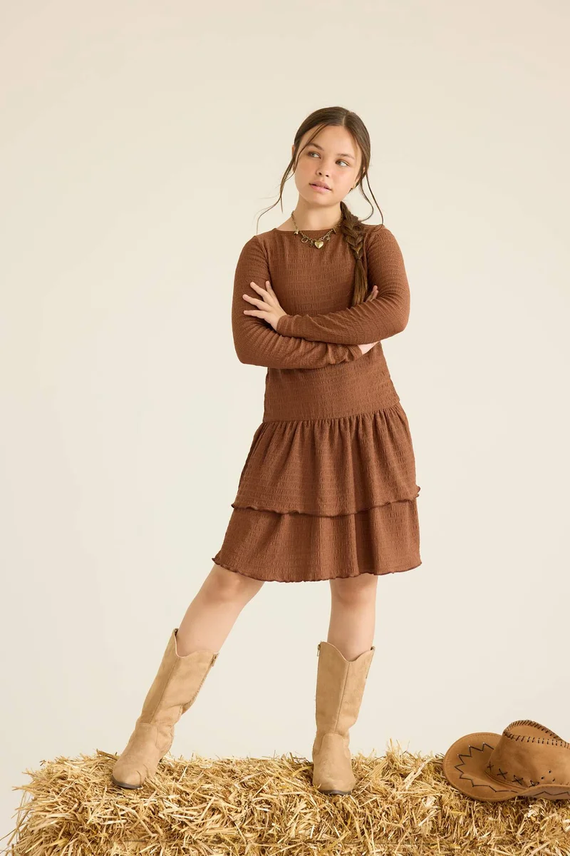 DeFacto Girl Crew Neck Long Sleeve Dress