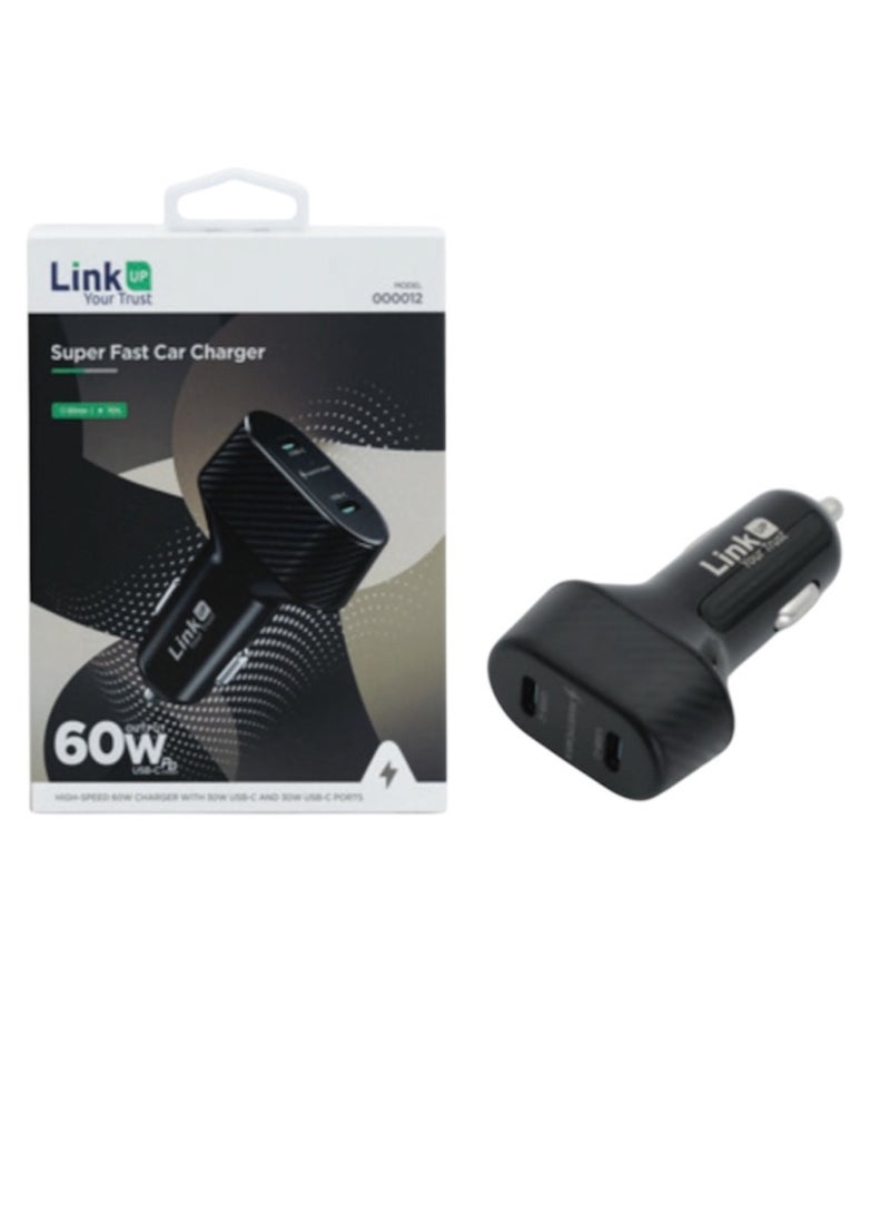 LinkUp 60W Fast Car Charger - Super Fast Charging