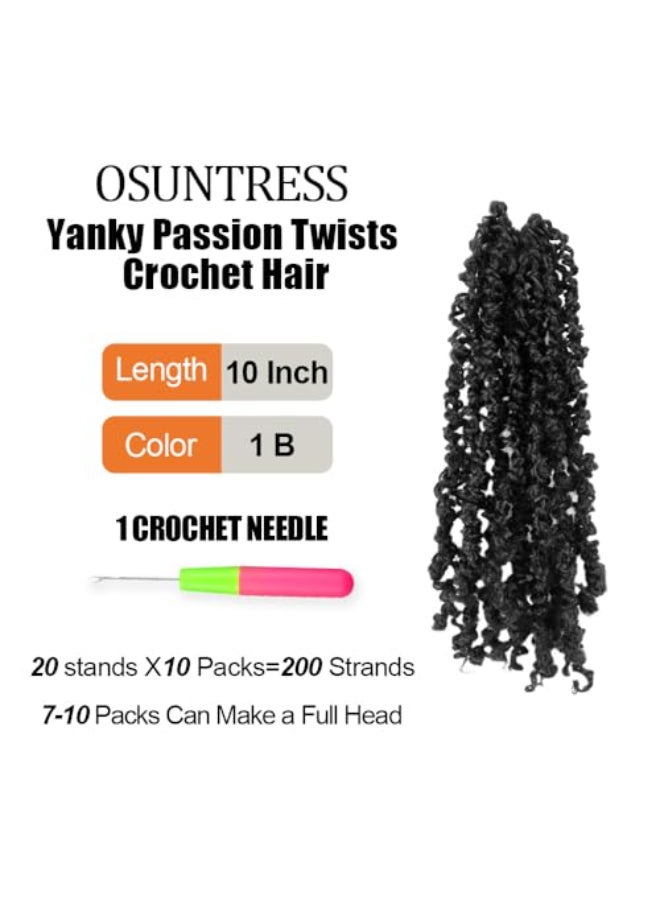 Osuntress 10 inch Yanky Twist Crochet Hair 10 Packs Prelooped Short Black Mini Spring Twists Micro Yankee Passion Braids 200 Strands Natural Black - Image 3