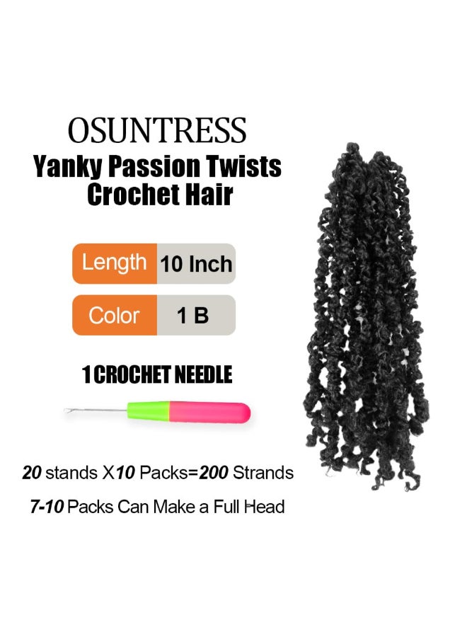 Osuntress 10 inch Yanky Twist Crochet Hair 10 Packs Prelooped Short Black Mini Spring Twists Micro Yankee Passion Braids 200 Strands Natural Black - Image 4