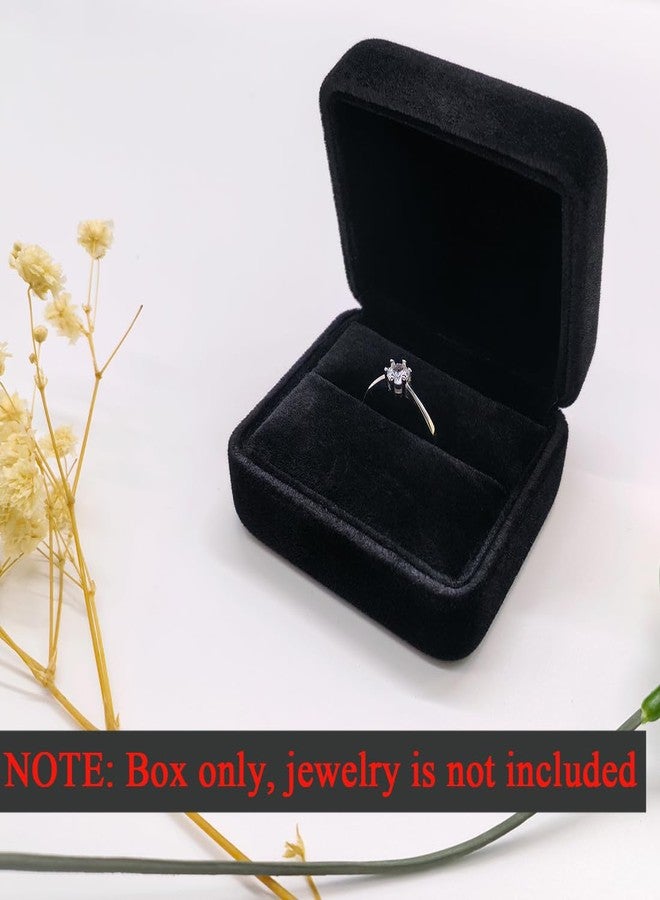 GBYAN 2 Pieces Velvet Ring Box, Jewelry Display Gift Box, Ring Case for Proposal,Engagement, Wedding,Black - Image 2