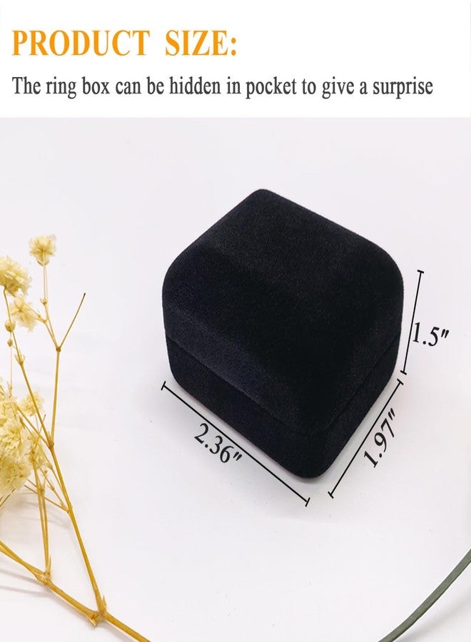 GBYAN 2 Pieces Velvet Ring Box, Jewelry Display Gift Box, Ring Case for Proposal,Engagement, Wedding,Black - Image 4