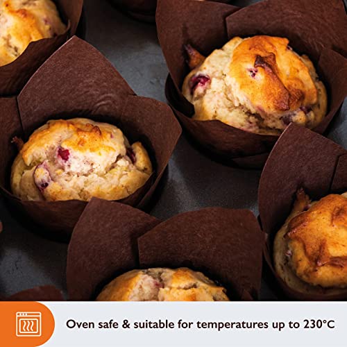 DEERA Brown Tulip Cupcake Liners – Muffin Paper Moulds for Elegant Baking – Pack of 200 - Image 4