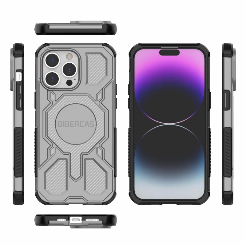 BIBERCAS For Iphone 14 Pro Max Real Color Series Magsafe Shockproof Phone Case(Gray) - Image 2
