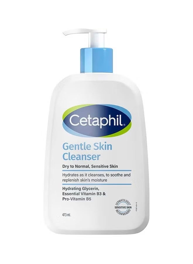 Cetaphil Cleanser , Gentle Skin Cleanser . For Normal to Dry Sensitive Skin , Face And Body Wash , For Men And Women ,With Niacinamide And Glycerin, Unscented, Soap Free And Non Foaming, For Men And Women Clear 473ml - Image 1