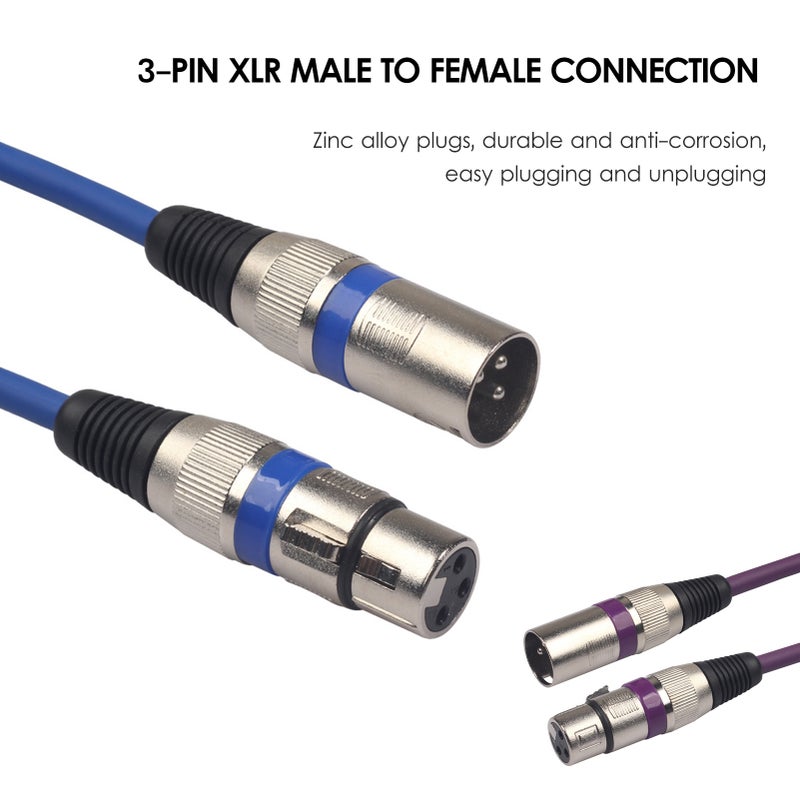 3-Pin XLR Cable 5 Ft Zinc Alloy Plugs - OFC Conductor Anti-Interference Shielding DMX Stage Light Cable for Stage Lights Microphones Mixers - Image 4