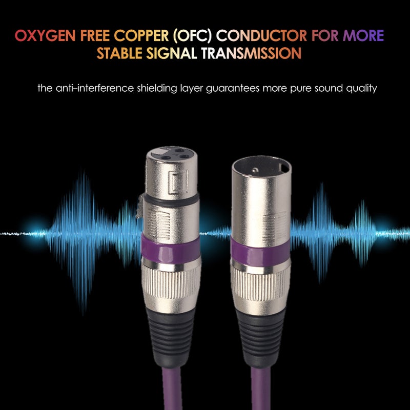 3-Pin XLR Cable 5 Ft Zinc Alloy Plugs - OFC Conductor Anti-Interference Shielding DMX Stage Light Cable for Stage Lights Microphones Mixers - Image 5