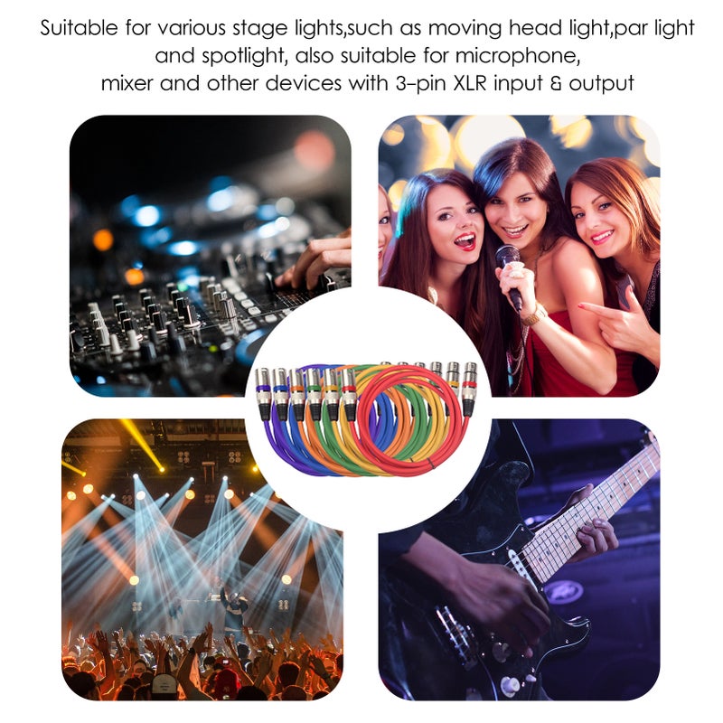 3-Pin XLR Cable 5 Ft Zinc Alloy Plugs - OFC Conductor Anti-Interference Shielding DMX Stage Light Cable for Stage Lights Microphones Mixers - Image 2