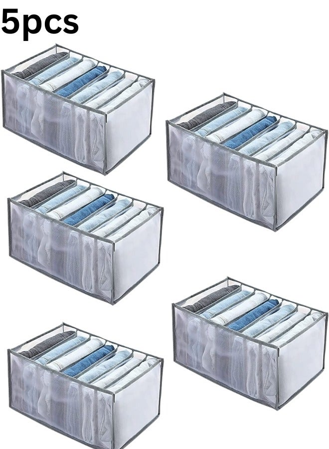 5قطع من منظم ملابس مقسم 5 أقسام مع مقبض متين قابل للغسل للجينز والقمصان والمزيد - Image 1