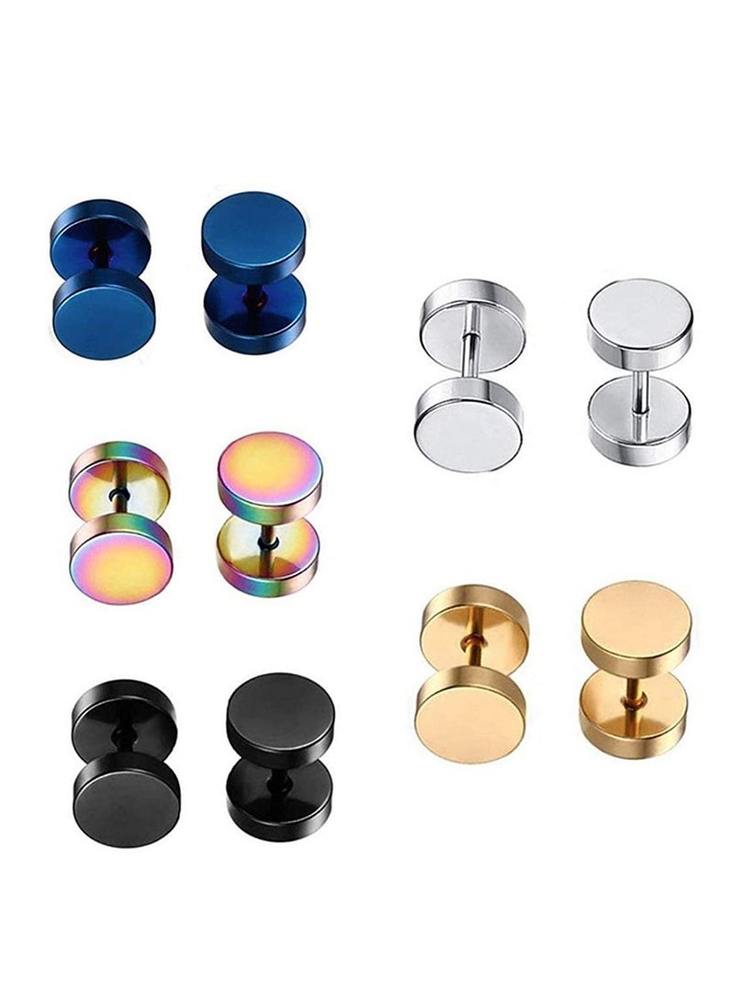 MissTiara - 5 Pairs Stainless Steel Stud Earrings Set for Men and Women Unisex - Image 1