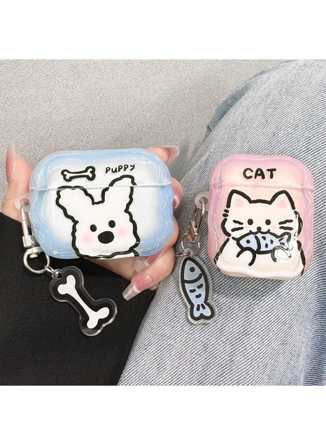 Beiyipin Compatible With Airpods 1/2 Generation, Cute Dog And Cat Couple Apple Wireless Bluetooth Earphone Case, Airpods 4 New Model Earphone Cover, Silicone Shockproof Third-generation Protective Case - Image 1
