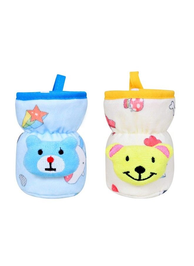 The Little Lookers Soft Plush Stretchable Baby Feeding Bottle Cover With Easy To Hold Strap ; Cute Animated Overall Print Pack Of 2 (Yellow & Blue Narrow Neck 60Ml;2Oz)  - Image 2