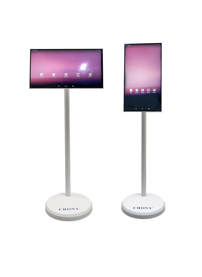 D01 White Smart Interactive Mobile Screen,1080 x 1920 IPS Swivel Screen,6000mAh Battery