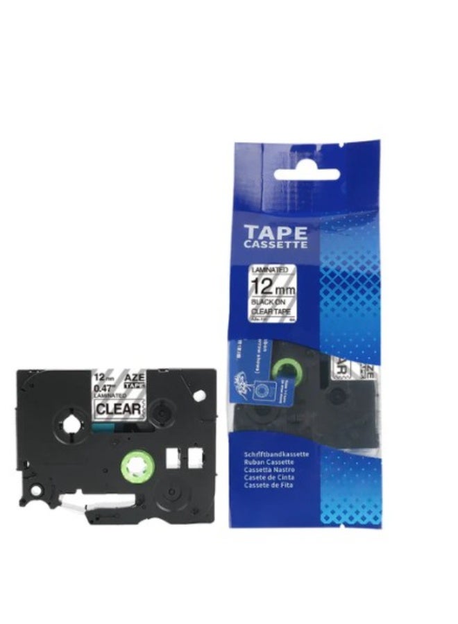 Reacon Compatible TZe-131 Label Tape – 12mm Black on Clear for Brother P-touch Printers