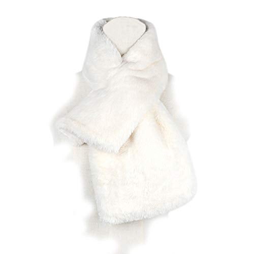 YOUR SMILE - Women's Winter Autumn Warm Premium Solid Color Long Rectangle Fur Soft Furry Wrap Around Loophole Scarf (White/Fur) - Image 1