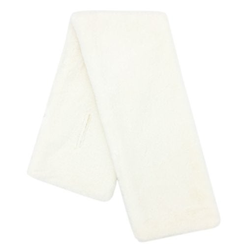 YOUR SMILE - Women's Winter Autumn Warm Premium Solid Color Long Rectangle Fur Soft Furry Wrap Around Loophole Scarf (White/Fur) - Image 2