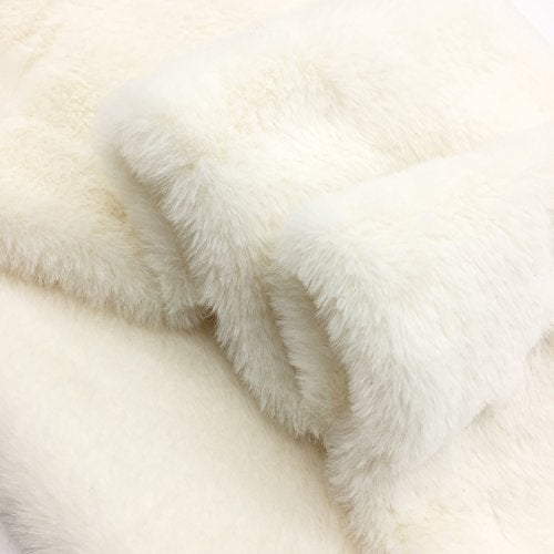 YOUR SMILE - Women's Winter Autumn Warm Premium Solid Color Long Rectangle Fur Soft Furry Wrap Around Loophole Scarf (White/Fur) - Image 4