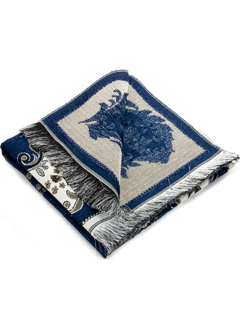 İhvan Luxury Gülce Chenille Prayer Rug Navy Blue