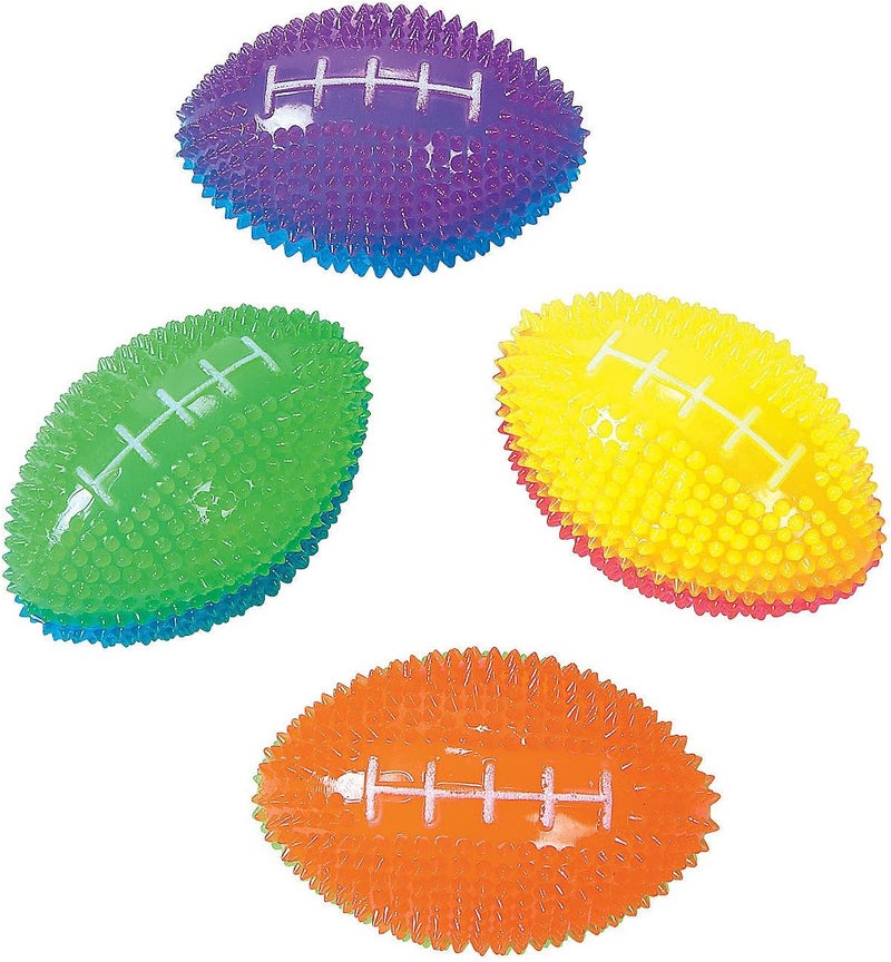 Fun Express Light Up Mini Footballs Bulk Set of 12 - Glow in Dark Rubber Football Toys for Kids Ages 6-12 for Boys 8-10 Year Old | Outdoor Games & Sports Party Favors - Image 1