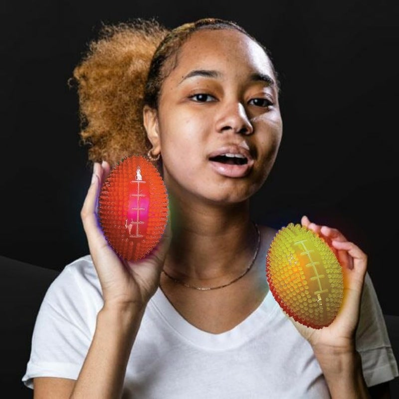 Fun Express Light Up Mini Footballs Bulk Set of 12 - Glow in Dark Rubber Football Toys for Kids Ages 6-12 for Boys 8-10 Year Old | Outdoor Games & Sports Party Favors - Image 2