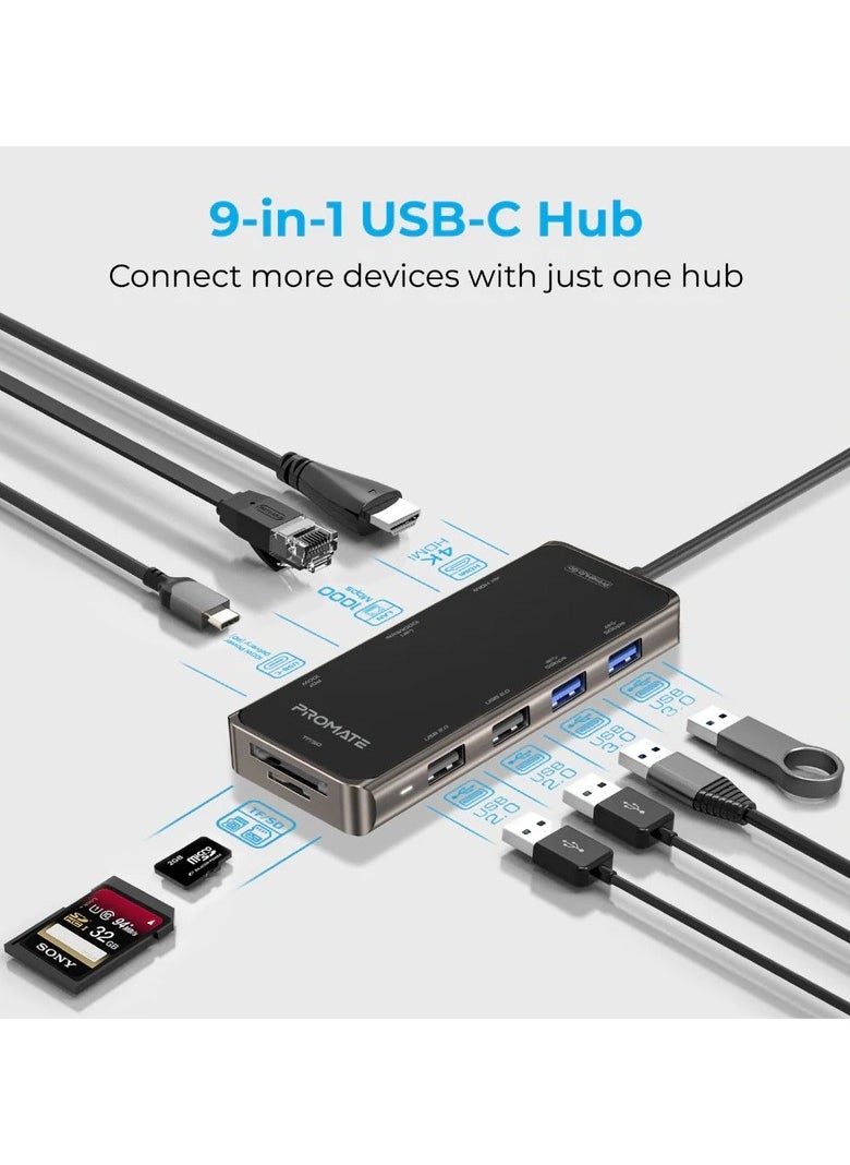 بروموتكس - بروميت Primhub-Go 9 في 1 موزع USB من النوع C، أسود PrimeHub-Go - Image 1