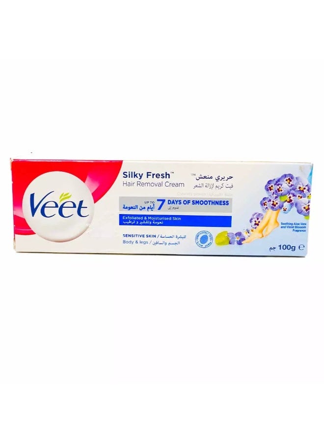 Veet Soothing Aloe Vera and Violet Blosson Fragrence Hair Removal Cream for sensitive Skin- 100gms - Image 3
