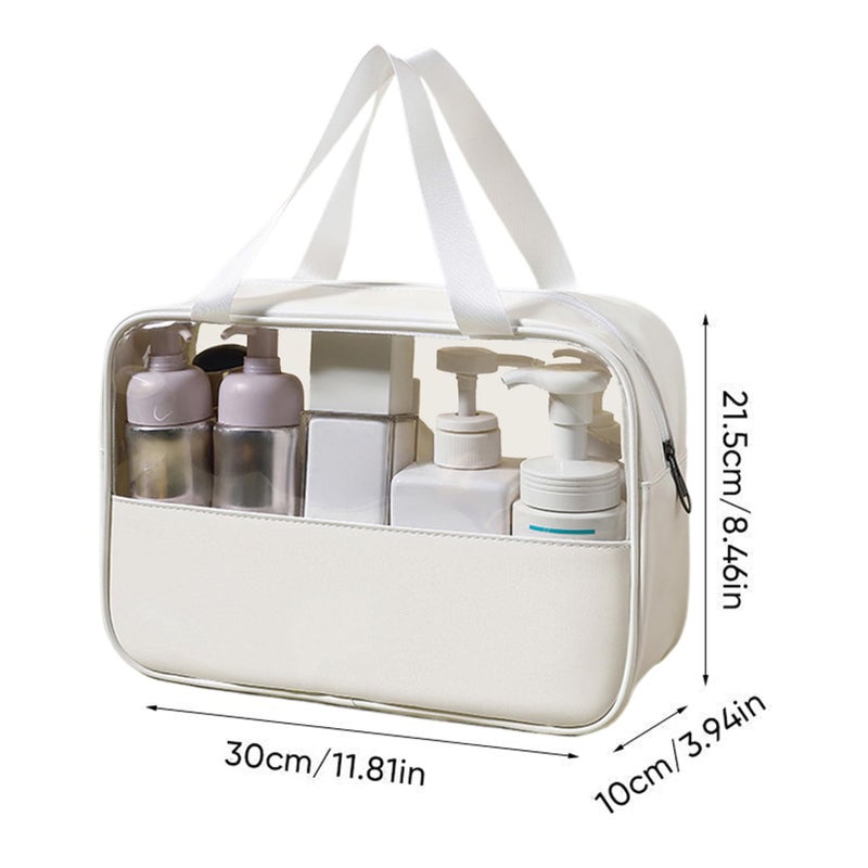 White Cosmetic Organizer Bag Makeup Pouch With Zipper Soft Lining For Everyday Outdoor Use - Image 3