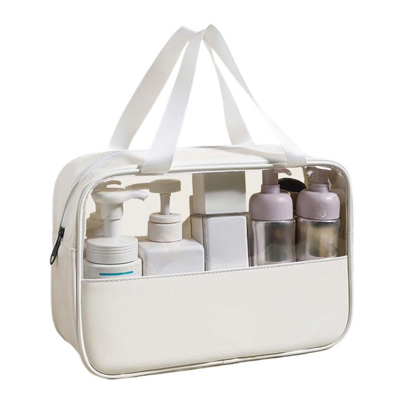 White Cosmetic Organizer Bag Makeup Pouch With Zipper Soft Lining For Everyday Outdoor Use - Image 2