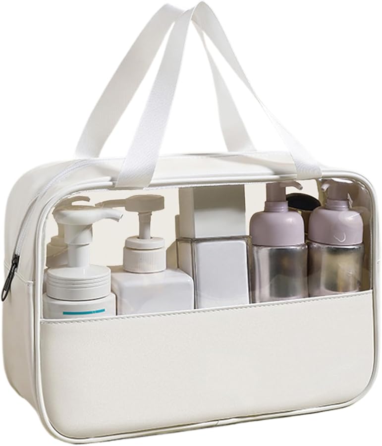White Cosmetic Organizer Bag Makeup Pouch With Zipper Soft Lining For Everyday Outdoor Use - Image 1