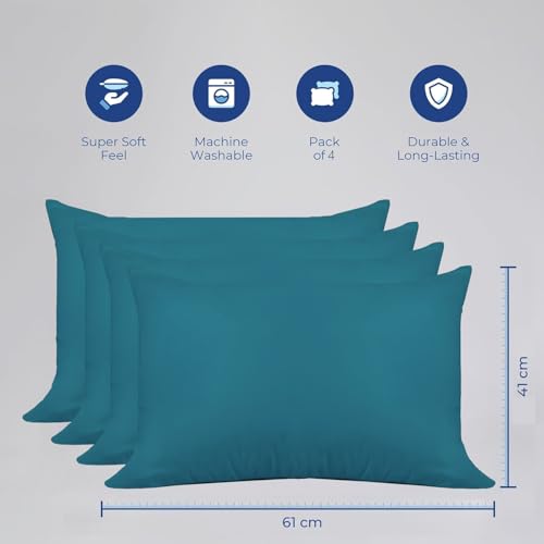 Zinnia Comfort Soft Microfiber Bed Pillows for Sleeping | Deep Blue, Regular Size 16 x 24 Inches | Soft & Comfortable Set of Pillow for Home & Daily Use | Pack of 4 - Image 2