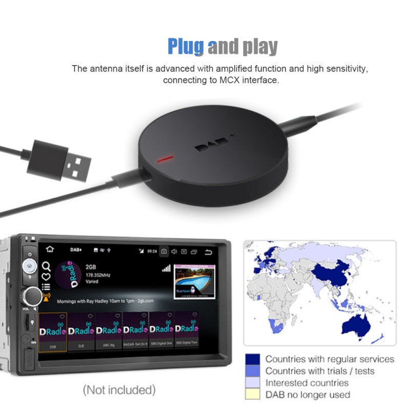 DAB+ Receiver with Amplified Antenna High Sensitivity MCX Interface - Plug and Play USB Powered Stereo Output for Android - Image 5