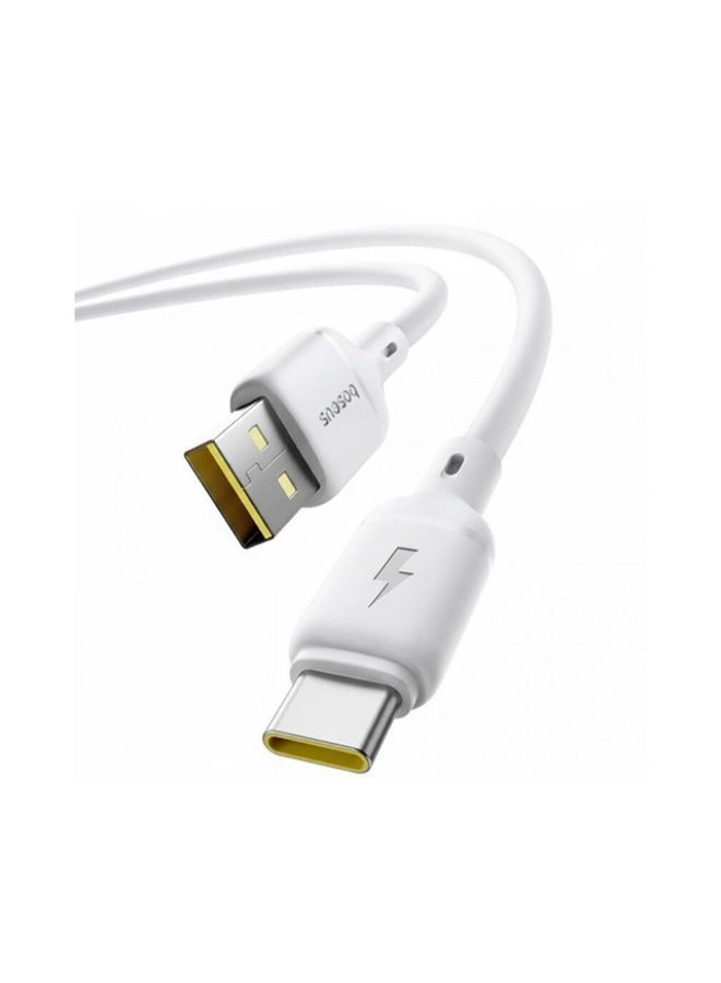 بيسوس Baseus Silky Fast Charging Data Cable USB-A to USB-C 3A 1m P10377703213-02 White white - Image 3
