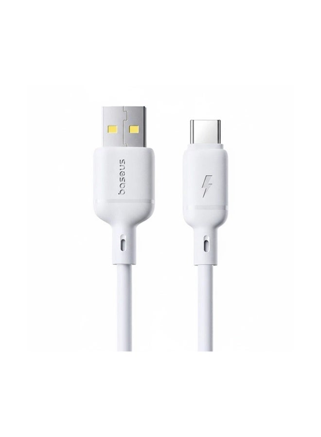 بيسوس Baseus Silky Fast Charging Data Cable USB-A to USB-C 3A 1m P10377703213-02 White white - Image 2