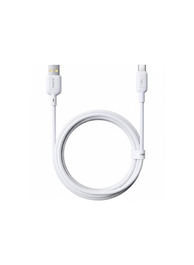 بيسوس Baseus Silky Fast Charging Data Cable USB-A to USB-C 3A 1m P10377703213-02 White white - Image 1