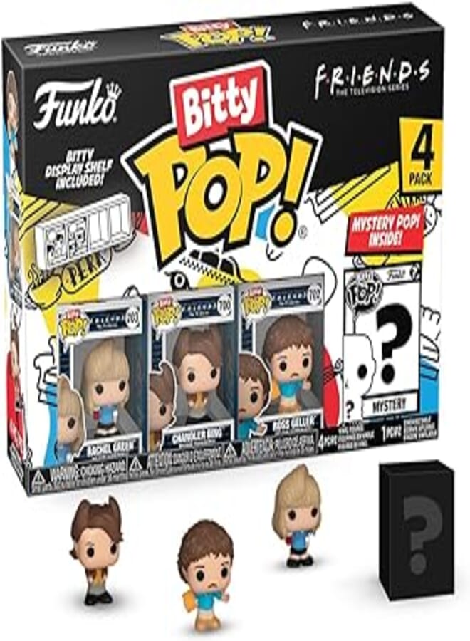 Funko Bitty Pop! Friends Mini Collectible Toys - 80's Hair Collection Rachel Green, Chandler Bing, Ross Geller & Mystery Chase Figure (Styles May Vary) 4-Pack
