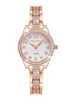 Women's Waterproof Quartz Sun Texture Watch Rose Gold White Face
