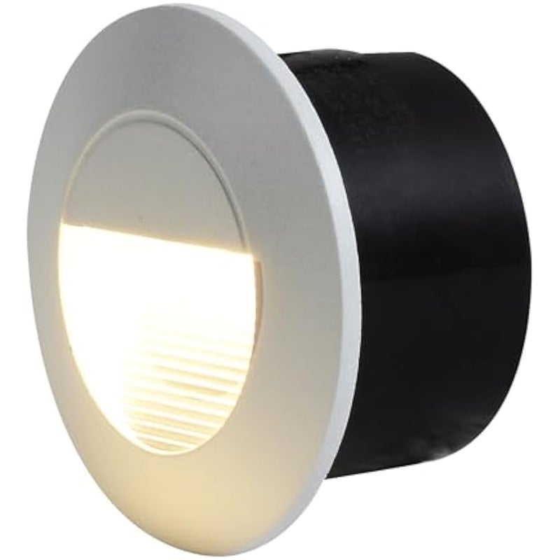 V.nice LED Step Light 3W Round IP65 Waterproof – Recessed Outdoor Stair Wall Light, Black/White Housing, 3000K Warm White, Aluminum+Glass, Energy Saving 220-240V - Image 1