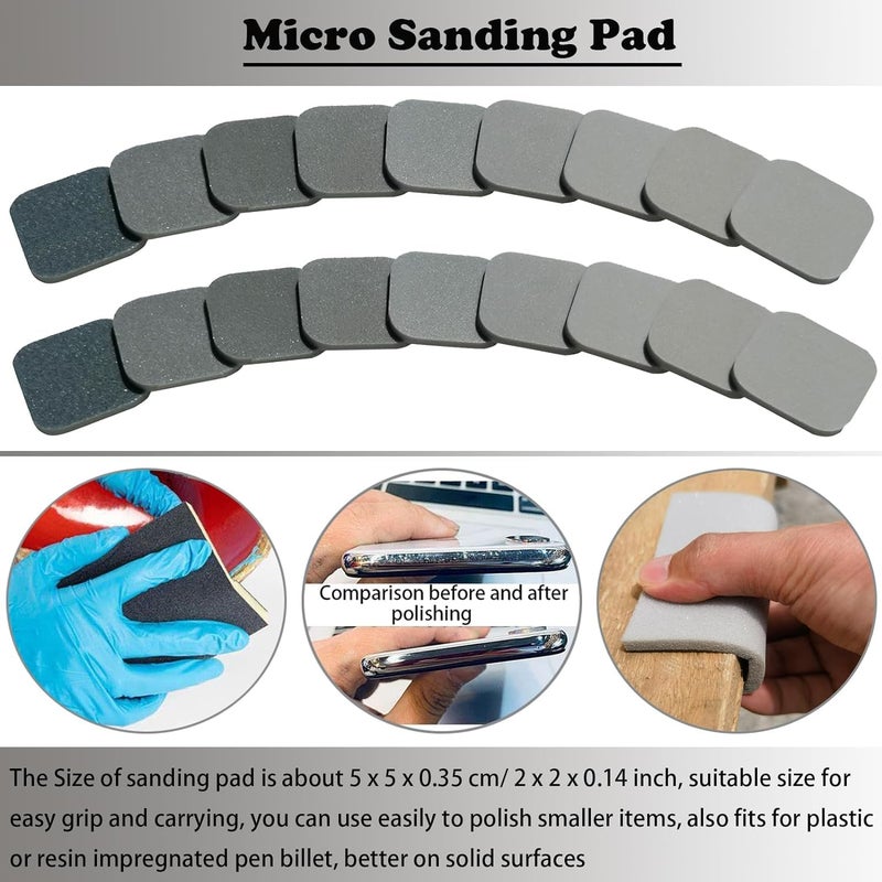 Tonmp 54 PCS 2 x 2 Soft Touch Sanding Pads, Mesh Sanding Polishing Pads Hand Sander Blocking from 320 to 3500 Grits Sander Sponge for Plastic Sanding Acrylic Materials (54 Pack) - Image 5