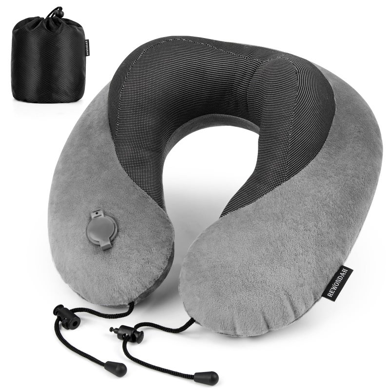 Rewondah Inflatable Neck Pillow â€“ Comfortable Inflatable Travel Neck Pillow for Airplanes, Trains, Cars, Blow up Neck Pillows for Air Travel, Portable & Washable, Perfect for Long Journeys - Image 1