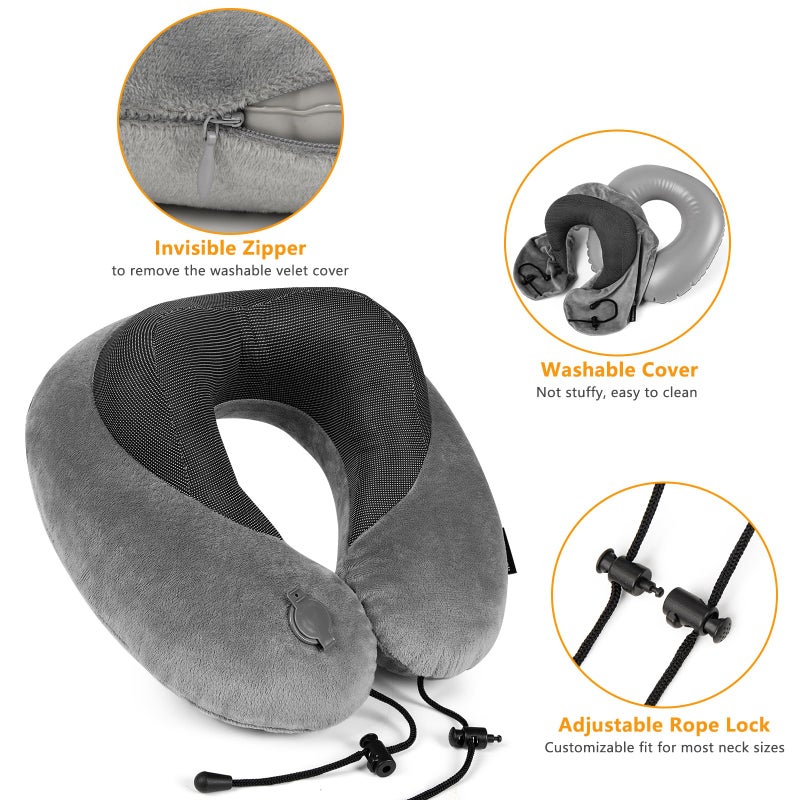 Rewondah Inflatable Neck Pillow â€“ Comfortable Inflatable Travel Neck Pillow for Airplanes, Trains, Cars, Blow up Neck Pillows for Air Travel, Portable & Washable, Perfect for Long Journeys - Image 4