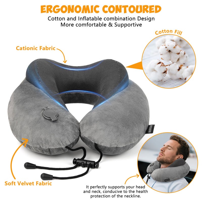 Rewondah Inflatable Neck Pillow â€“ Comfortable Inflatable Travel Neck Pillow for Airplanes, Trains, Cars, Blow up Neck Pillows for Air Travel, Portable & Washable, Perfect for Long Journeys - Image 2