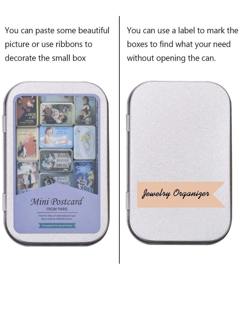 SYOSI - 6 Pack Metal Tins Container Rectangular 3.75 x 2.45 x 0.8 Inch Mini Tin Box Small Storage Kit Containers Portable Hinged Tins Box for Storage Earphone Charging Cables Cards Home Organizer - Image 1