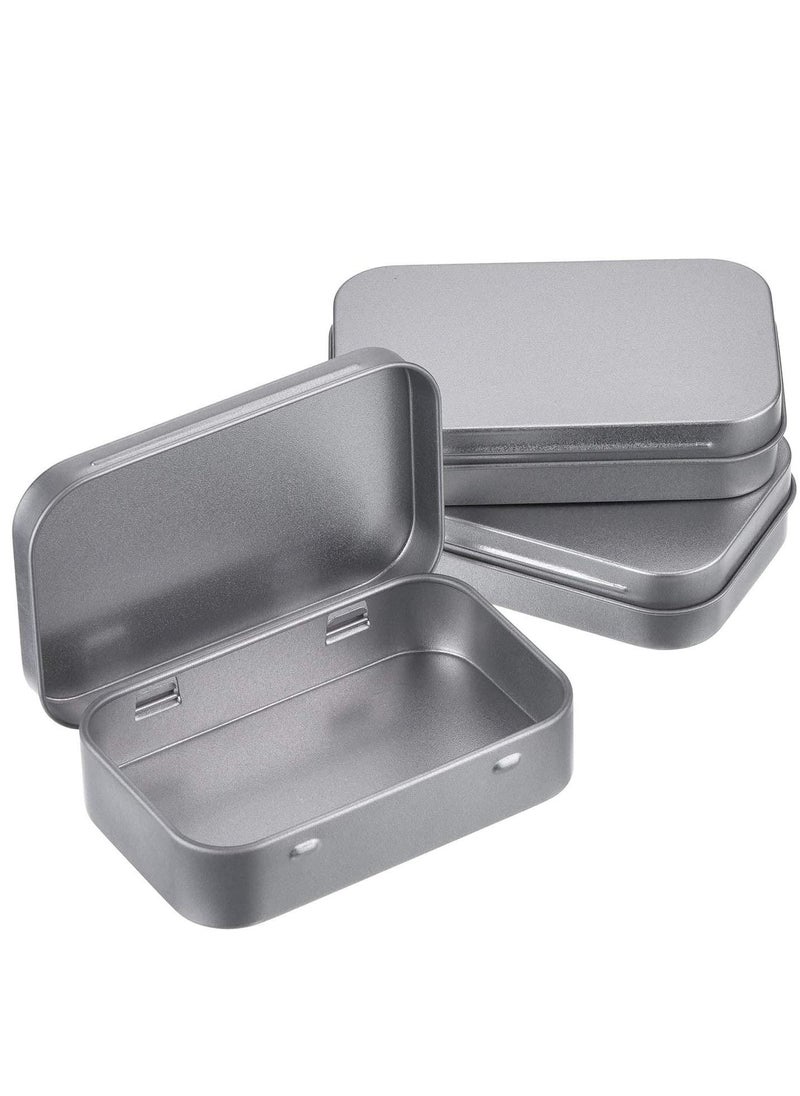 SYOSI - 6 Pack Metal Tins Container Rectangular 3.75 x 2.45 x 0.8 Inch Mini Tin Box Small Storage Kit Containers Portable Hinged Tins Box for Storage Earphone Charging Cables Cards Home Organizer - Image 1