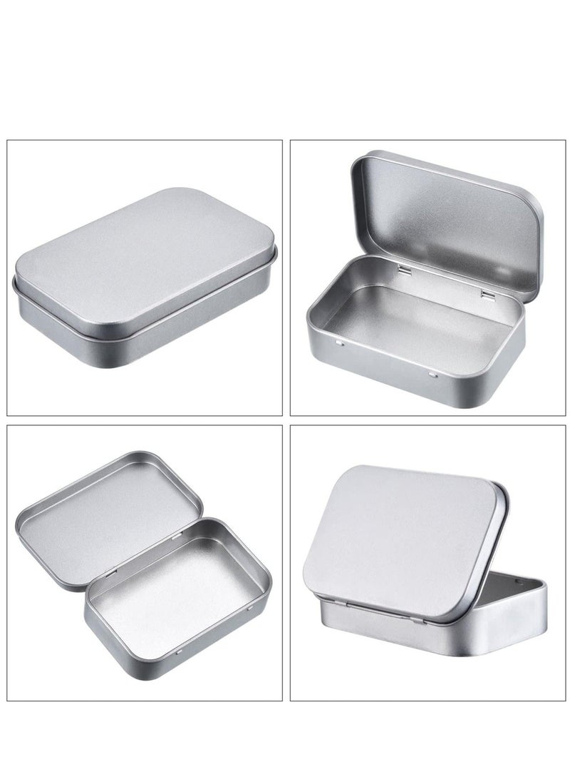 SYOSI - 6 Pack Metal Tins Container Rectangular 3.75 x 2.45 x 0.8 Inch Mini Tin Box Small Storage Kit Containers Portable Hinged Tins Box for Storage Earphone Charging Cables Cards Home Organizer - Image 1