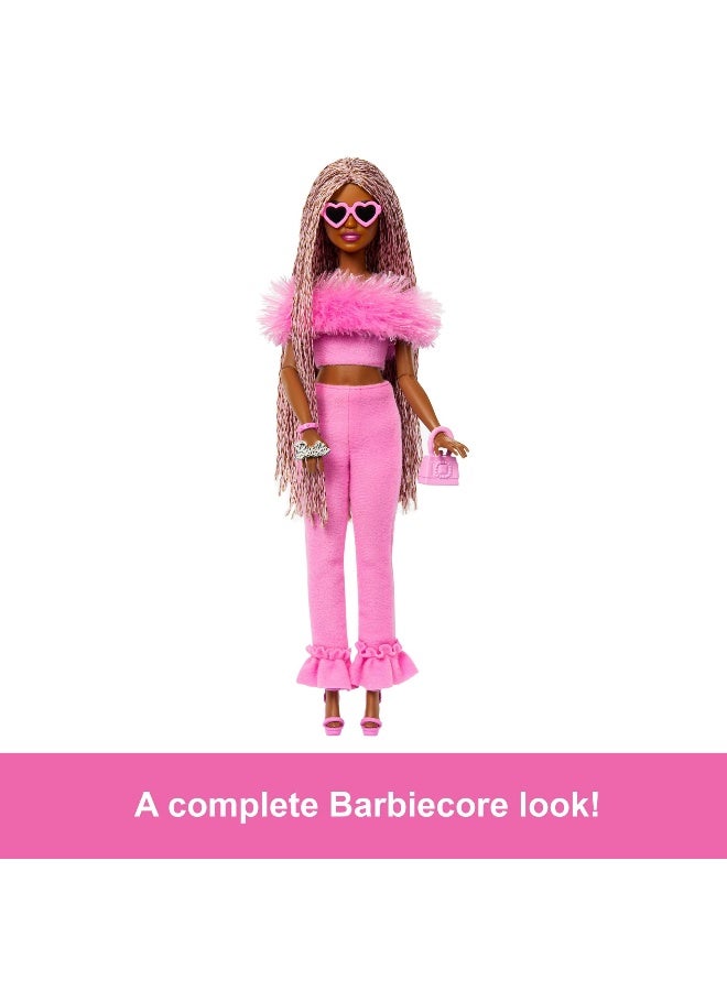 Barbie Deluxe Style Barbiecore Outfit, Pink and Brown Braided Hair Doll (29 cm) - Image 1