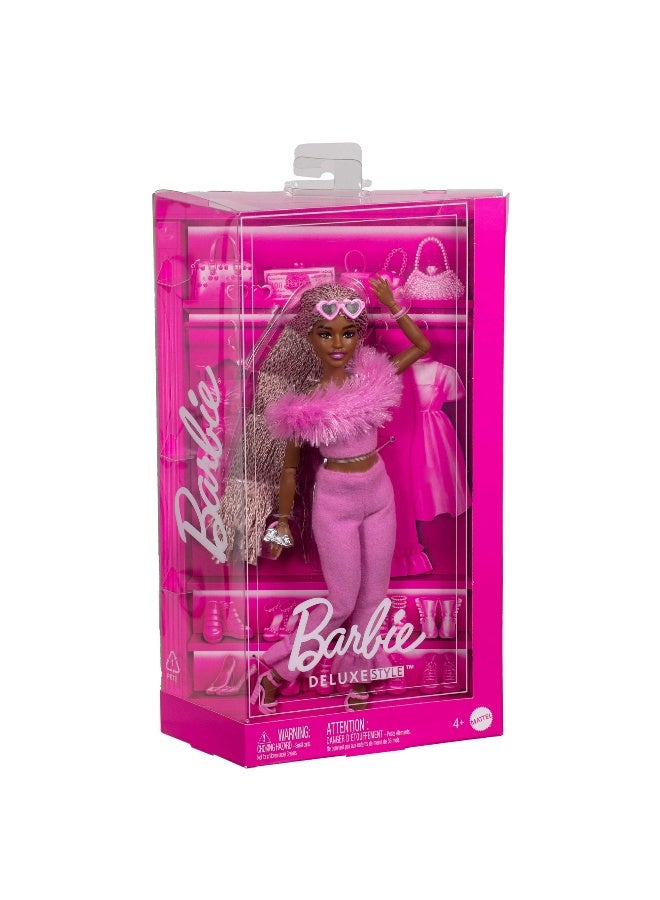 Barbie Deluxe Style Barbiecore Outfit, Pink and Brown Braided Hair Doll (29 cm) - Image 2