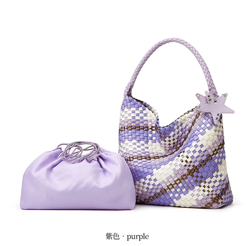 Advanced Niche Design Handmade Woven Bag Large Capacity Tote Bag Casual Lazy Style Shoulder Underarm Bucket Bag - Image 5