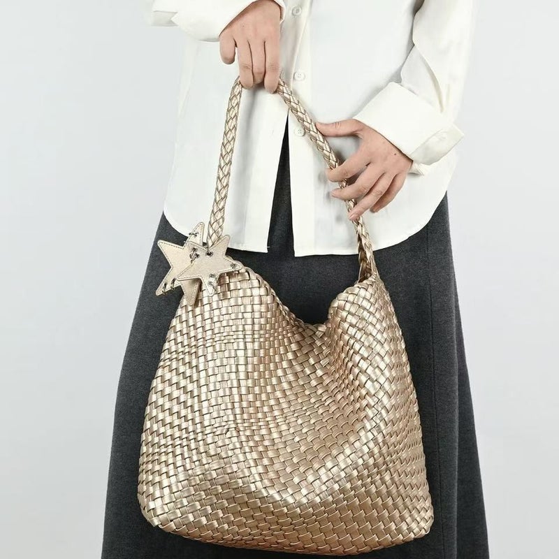 Advanced Niche Design Handmade Woven Bag Large Capacity Tote Bag Casual Lazy Style Shoulder Underarm Bucket Bag - Image 2